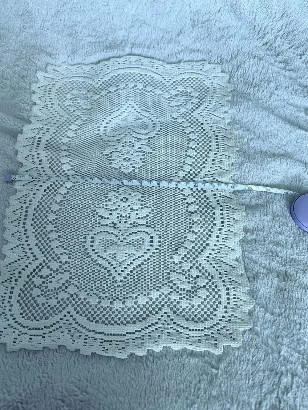 Vintage White Lace Heart Motif Rectangular Doily Placemat